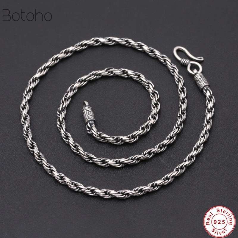 Collar de cadena de plata de ley 925 para hombre, cadena de plata 925 para hombre, collar para hombre sin colgante retro, 925|Collares de cadena| AliExpress