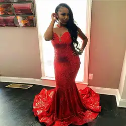 2019 красный платье подружки невесты в стиле русалки большого размера в африканском стиле с блестками для девочек vestido longo