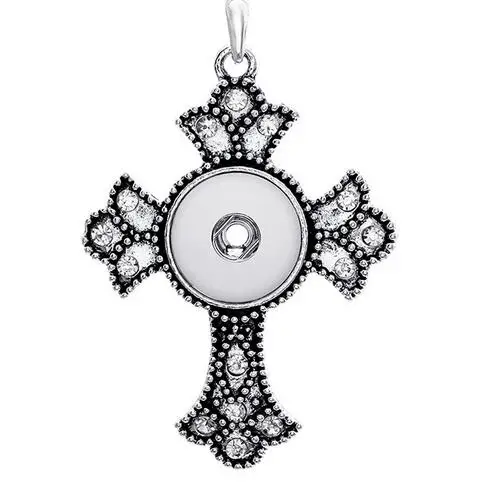 

18mm metal snap button jewelry crystal cross pendant necklace for women men's Vintage accessories