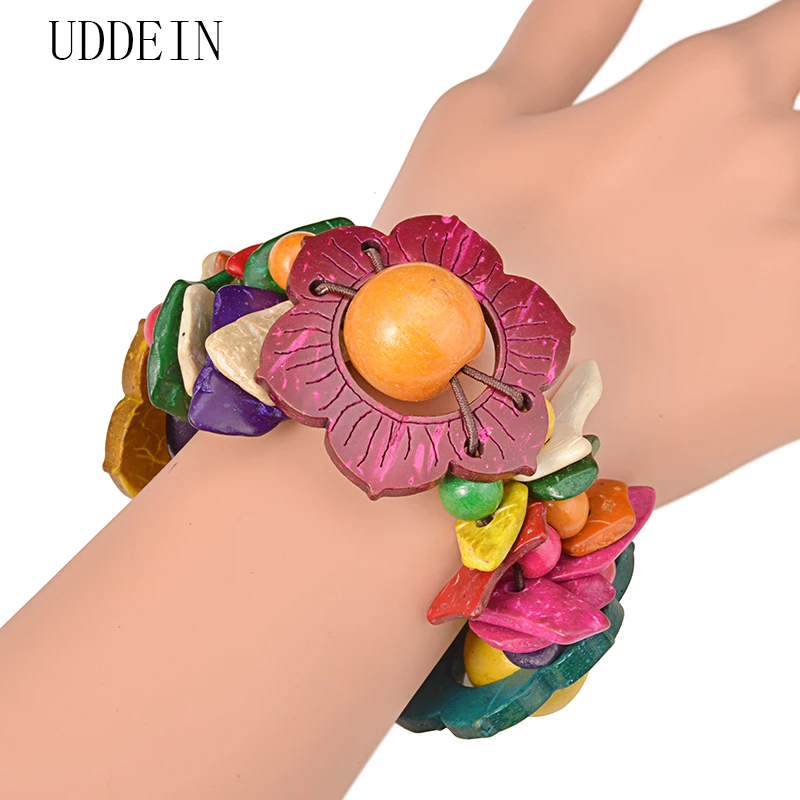 

UDDEIN Flower wood bracelet for women bohemian multi layer bib beads jewelry wholesale one direction strand bracelets & bangles