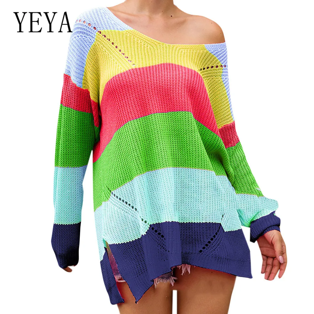 

YEYA Elegant Sweater Women Patchwork Knitted Pullover Long Sleeve O-neck Autumn Winter Sweater Ladies Casual Abrigos Invierno