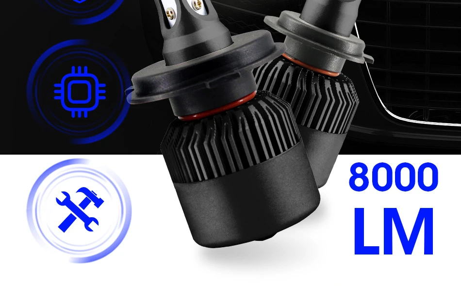 1 Pair Car light H4 LED H7 H11 H1 H8 H9 9004 9005 9006  LED Car Headlight Bulbs 72W 8000LM 6500K Auto Headlamp 12V 24V foglight1