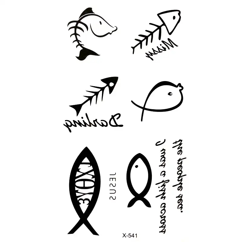 وشم مؤقت مقاوم للماء هيكل عظمي سمكة للرجال فلاش وشم صيد حناء حيوان ملصقات Tattoo Sticker Temporary Tattoo Stickertattoo Fish Aliexpress