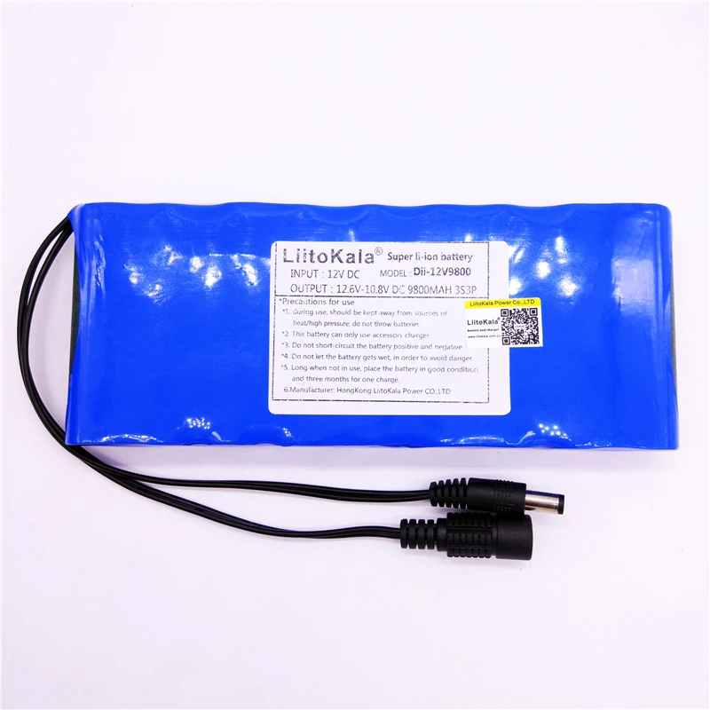 HK LiitoKala 12V 2200mah 3000mAh 6800mah 9800mah 10ah 18650 Li lon DC Супер аккумуляторная