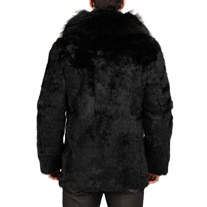 Зимняя утолщенная теплая короткая стильная верхняя одежда, Меховая куртка, пальто высокого качества, пальто из искусственного меха для мужчин, мягкое пальто из лисьего меха черного цвета
