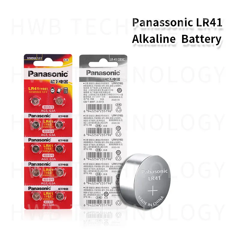 10 шт. 1,5 в PANASONIC LR41 192 кнопки щелочные батареи