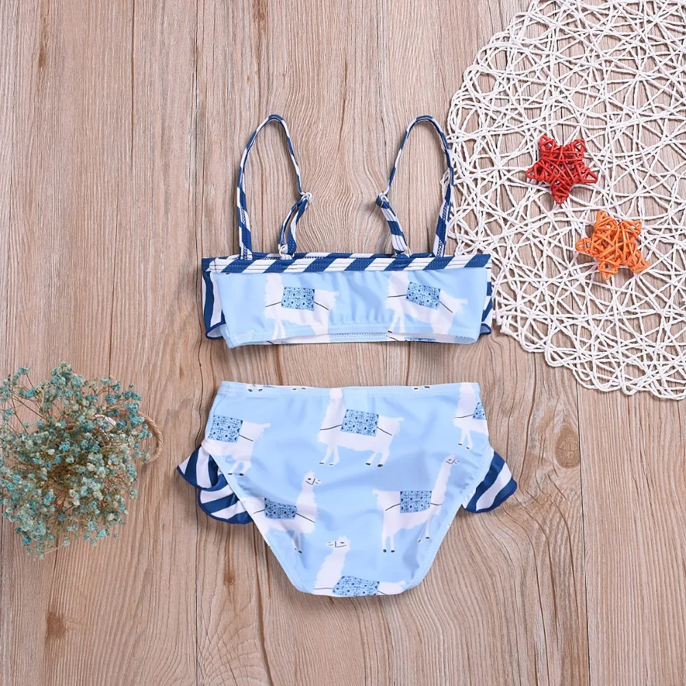 puseky Kids Toddler Girl One Piece Ruffles Animal Print Swimsuit Bathing Suit