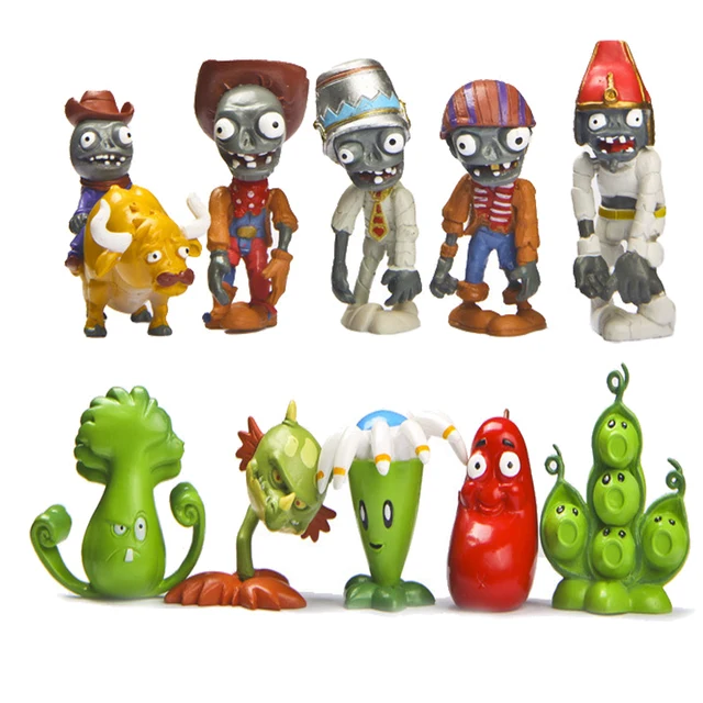 Best Price 10pcs/Set  Plants vs Zombies Toy Chomper Keychain Ring Set Plants vs. Zombies 3 Full Series Action Figures Pea Zombies Lot