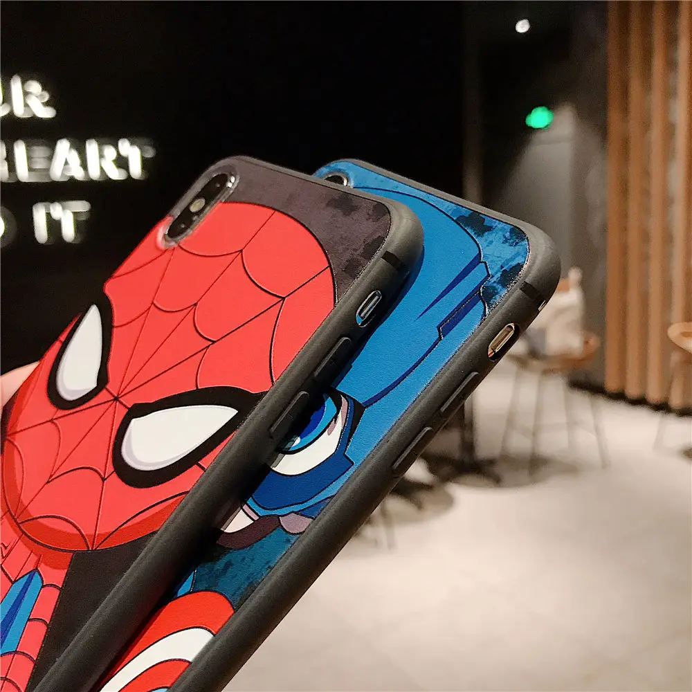 Милый Мультфильм Человек-паук Супермен Ironman герои Marvel чехол для iPhone XS MAX X XR XS iPhone 7 8 6S 6 Plus силиконовый чехол для телефона