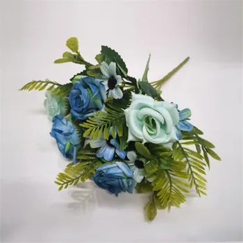 

20Pcs Fake Rose & Daisy Bunch 11" Length Simulation Oil Painting Roses for Wedding Home Decorative Artificial Flowers