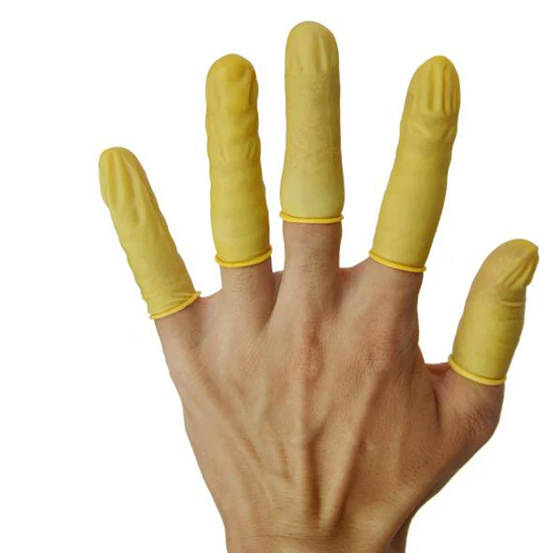 Anti Static Rubber Latex Finger Cots Protector Disposable Yellow 1000pcs