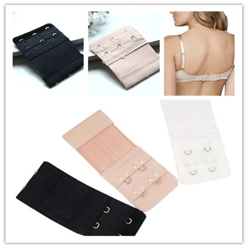 Ladies Bra Back Extension Clips Underwear Strap 3 Colours 2/3 Hook Bra Extender