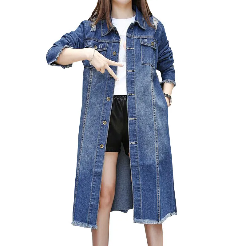 manteau long jean femme