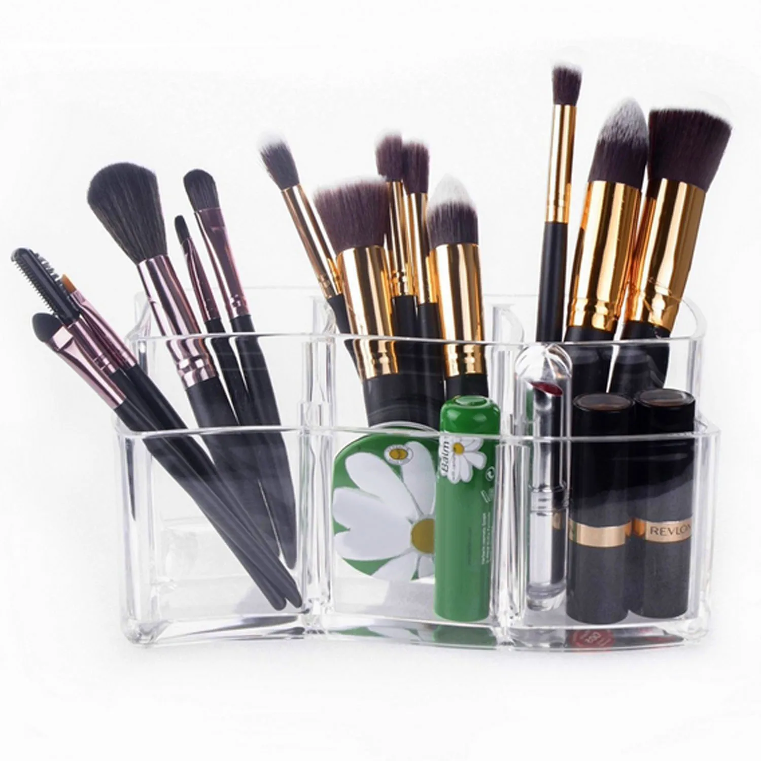

Behogar 6 Grids Transparent Plastic Lipsticks Makeup Brush Cosmetics Display Stand Rack Holder Organizer for Girls Women Malls