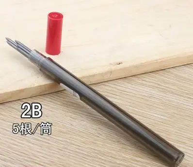 Толстый карандаш с сердечником, цветной рисунок, 2 мм, супер крупный HB/2B/3B/4B, красный/синий карандаш с сердечником, механический карандаш, грифель - Цвет: 2B 5 pcs