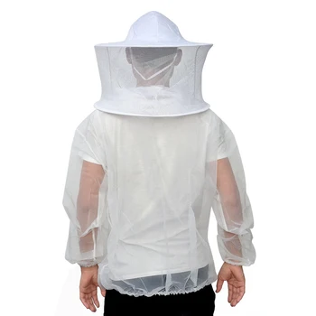 

White Practical Garden Tool With Net Protective Veil Smock Coat Suit Beekeeping Beekeeper Jacket