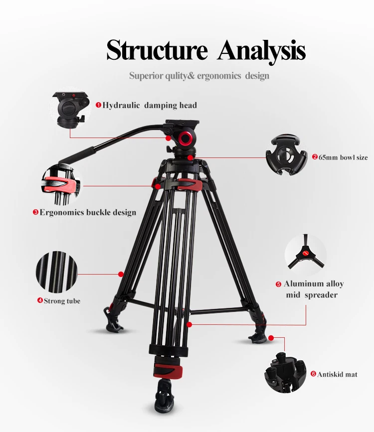 Miliboo Iron Tower Профессиональный портативный видео штатив DSLR с гидравлической головкой/цифровая DSLR камера видеокамера Стенд штатив