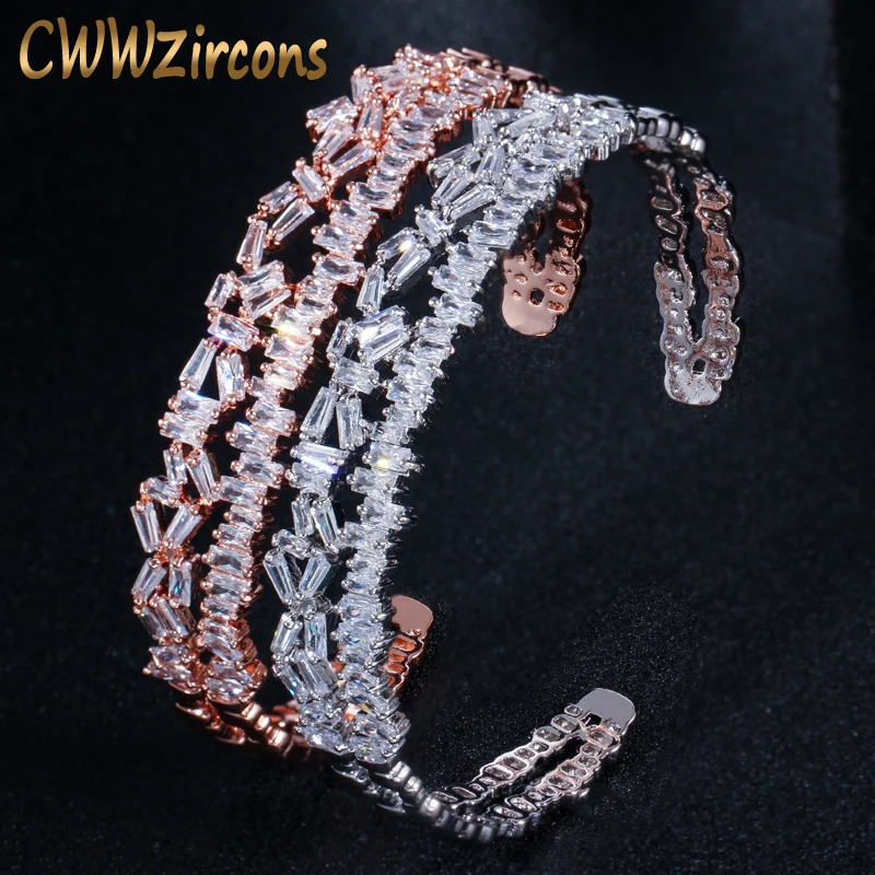 Женский Браслет манжета с фианитом цвет розовое золото|cuff bangle|bangle brandbangles fashion |