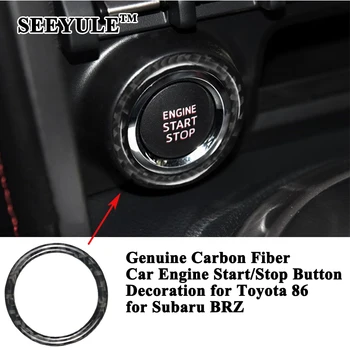 

1pc SEEYULE Carbon Fiber Car Engine Start Stop Button Decoration Trim Cover Sticker Styling Accessories for Subaru BRZ Toyota 86