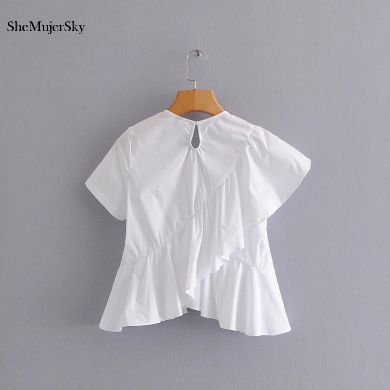 SheMujerSky рубашки с оборками для женщин летние блузки blusas femininas elegante Топы