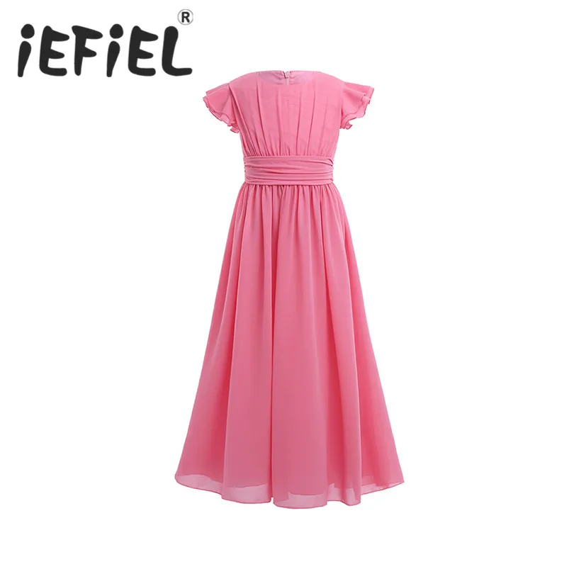 IEFiEL/Детская одежда Платье для девочек с цветочным узором из шифона торжественные вечерние платье с цветочным рисунком для девочек платье принцессы Свадебные День рождения вечернее бальное платье