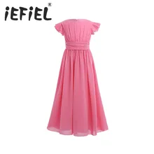 IEFiEL/Детская одежда Платье для девочек с цветочным узором из шифона торжественные вечерние платье с цветочным рисунком для девочек платье принцессы Свадебные День рождения вечернее бальное платье