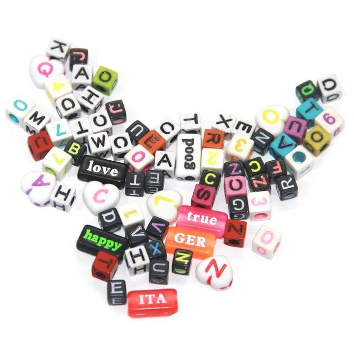 9 100pcs Mixed Letter Beads Charms Bracelet Jewelry Marking Square Alphabet Star Month Beads Necklace Diy Jewelry Accessories