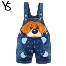 6M 4T Baby Boys Jeans Overalls Shorts Infant Toddlers Kids Denim Rompers Cute Dog Jumpsuit For