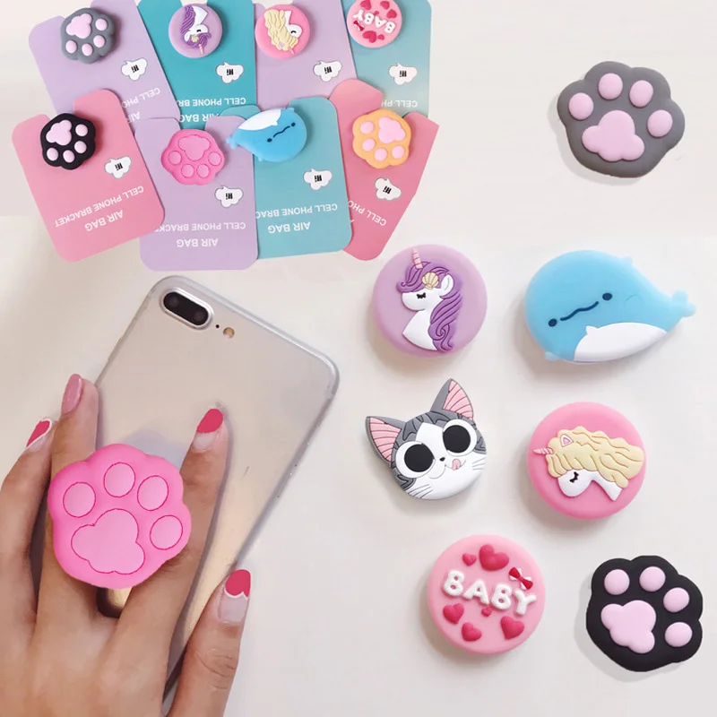 

Romatlink Airbag Bracket Retractable Cartoon Silicone Cute Unique Drop-Proof Mobile Phone Ring Bracket Holder Stand