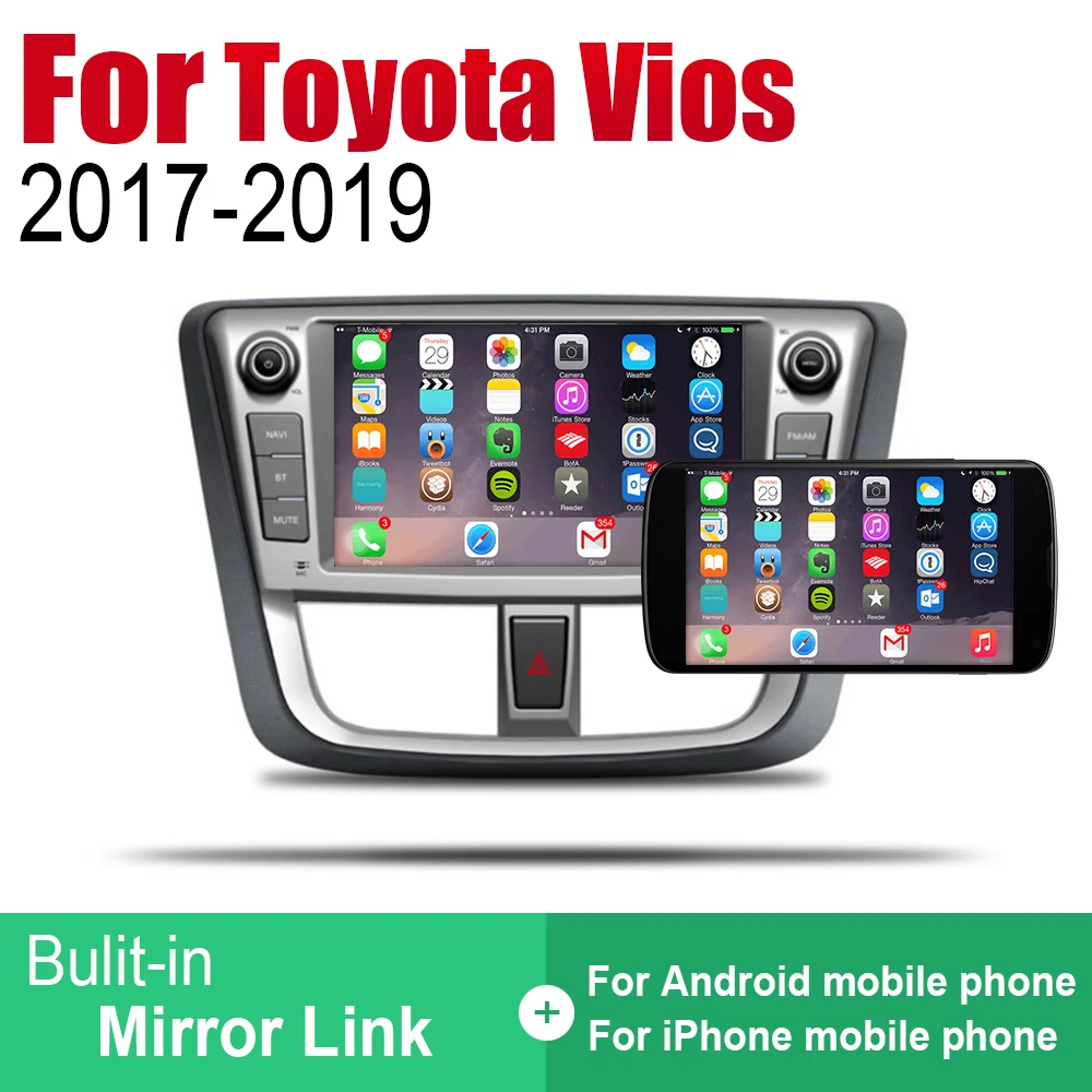 Clearance ZaiXi Auto DVD Player GPS Navigation For Toyota Vios 2017~2019 Car Android Multimedia System Screen Radio Stereo 5