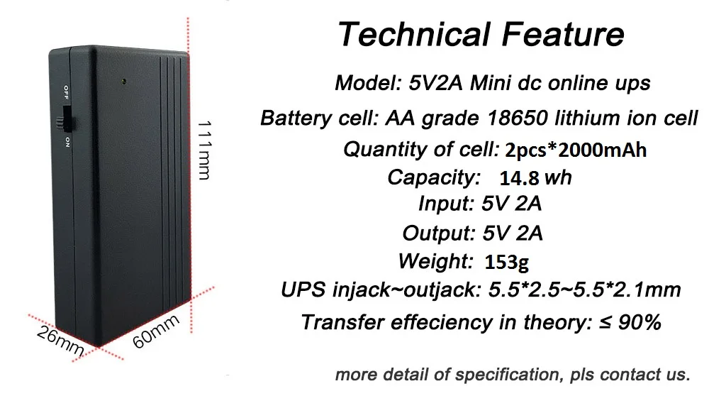 Надежная литий-ионовая батарея 4000 mah 14.8wh ip-камера использует ups 5 V 2A мини источник бесперебойного питания постоянного тока источник бесперебойного питания для системы безопасности