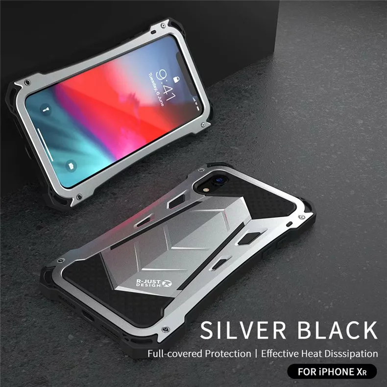 R-JUST для iPhone Xs чехол для MAX XR Coque водонепроницаемый ударопрочный Прочный металлический чехол для iPhone 7 8 Plus X полная защита