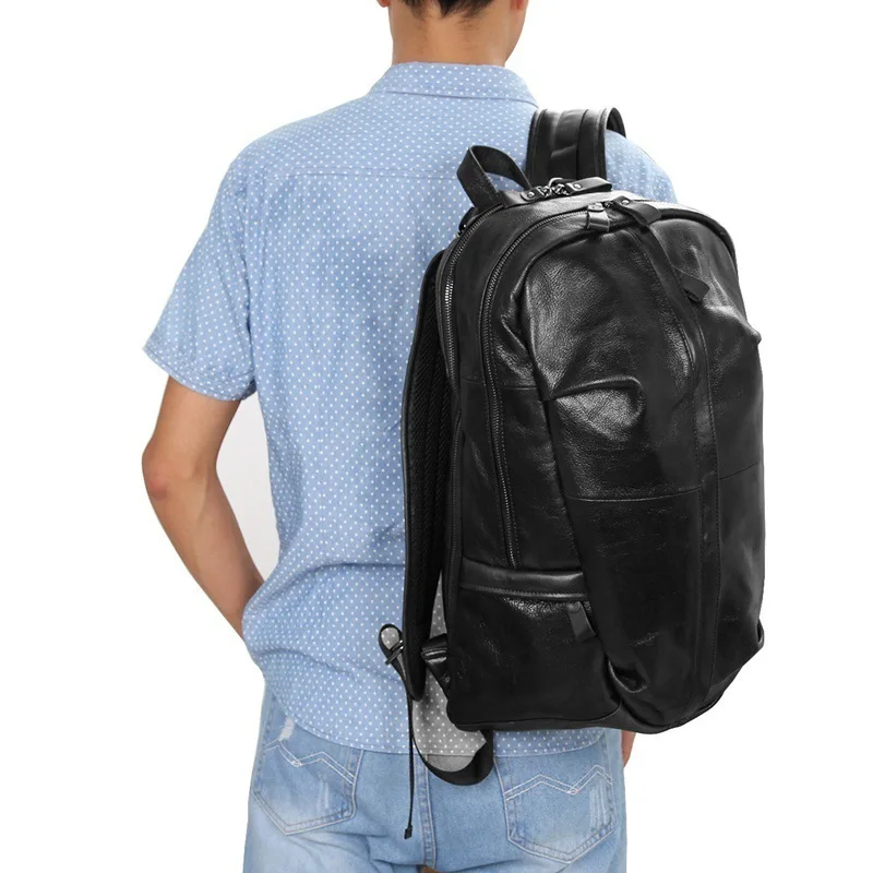 Брендовый мужской школьный рюкзак для подростков, модный мужской рюкзак из коровьей кожи для мальчиков и девочек, водонепроницаемый рюкзак для ноутбука, дорожная сумка