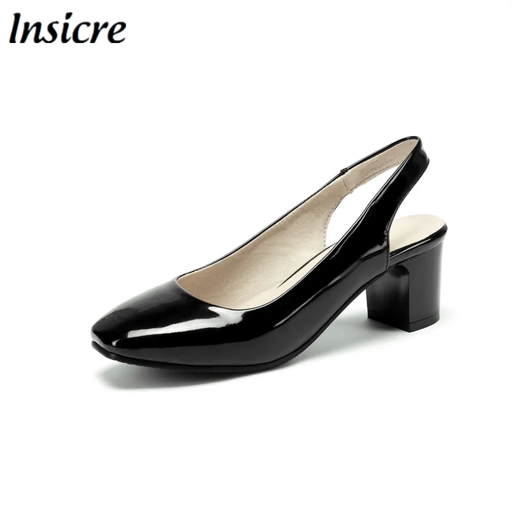 

Insicre 2019 classics big size 32-45 mid heel 5 cm woman pumps dress square tie shallow women summer shoes hand made shoes