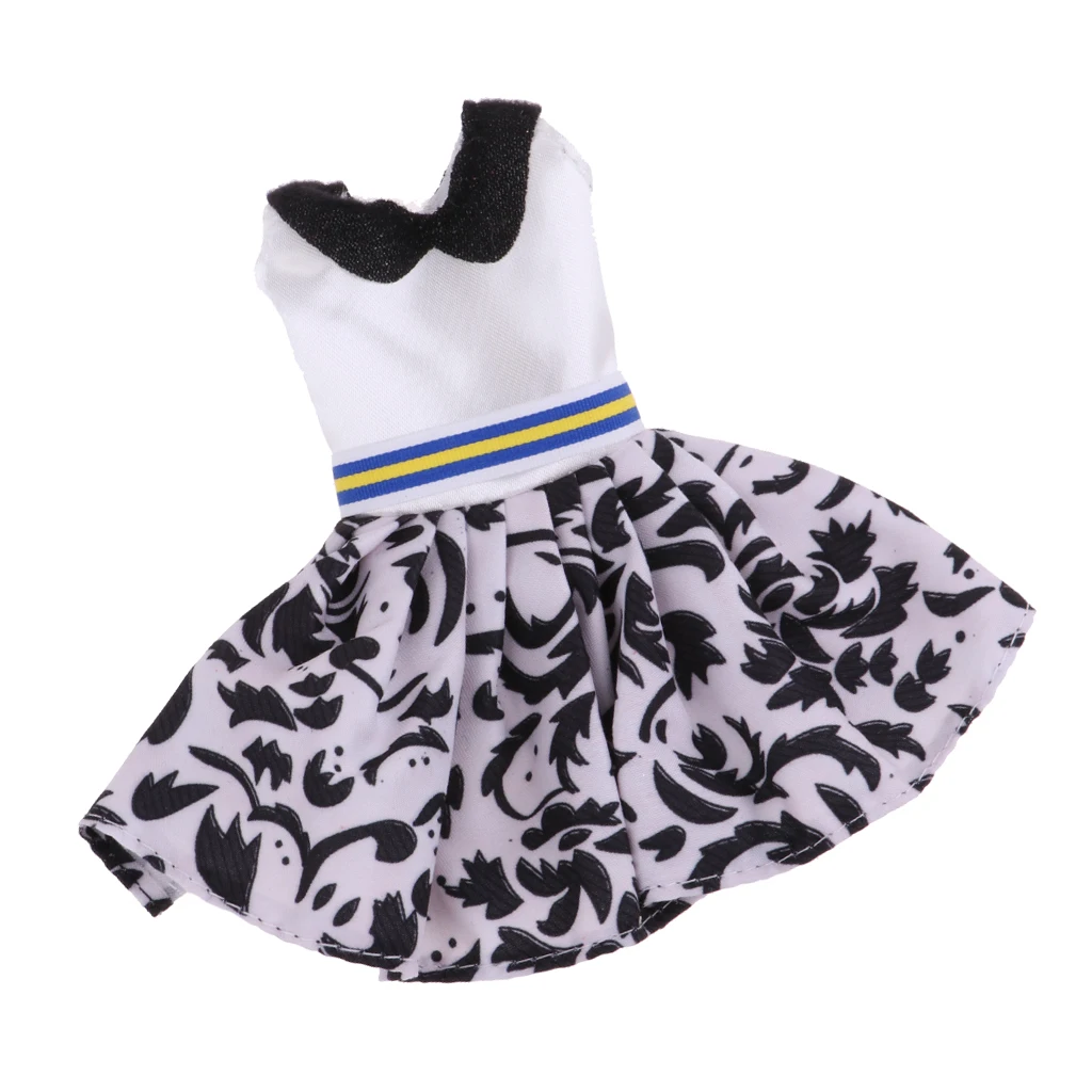 Casual Sleeveless Dress Black And White Mixed Color Dress For  Dolls 30cm Fashionable Dress For Dolls