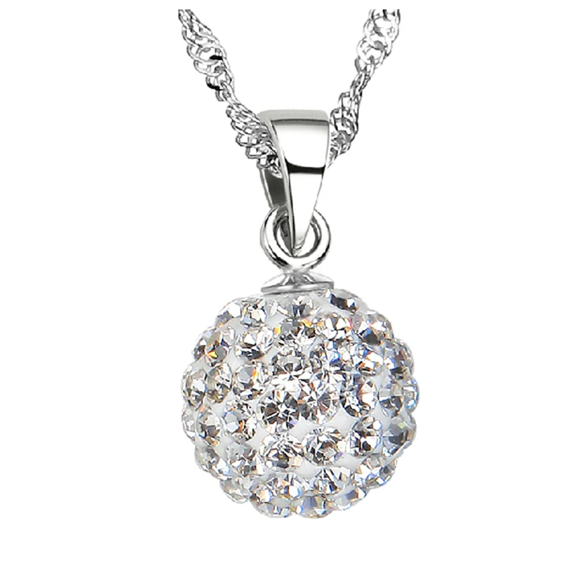 

Real 925 Sterling Silver AAA Zirconia Ball Pendant Necklace Women Charm Brand Jewelry (SN003)