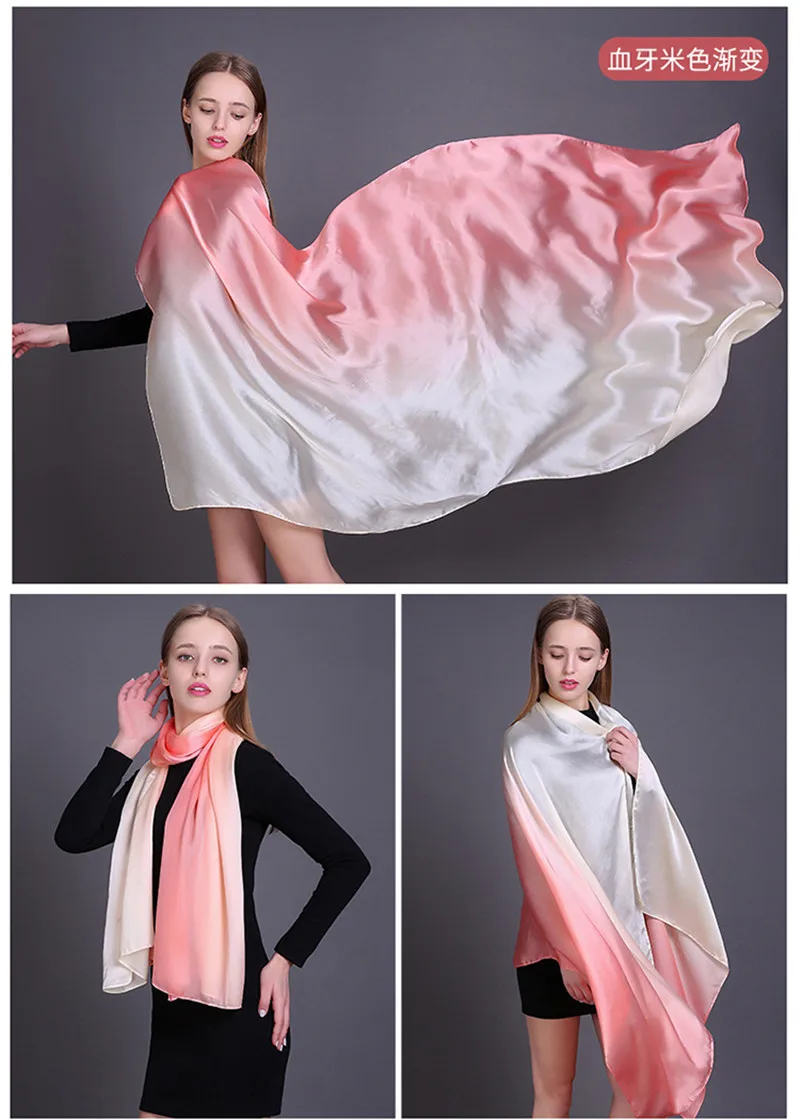 RUNMEIFA роскошный бренд лето и осень женский шелковый шарф градиентные шали пашмины женский палантин, шарф длинный мягкий foulard Soie