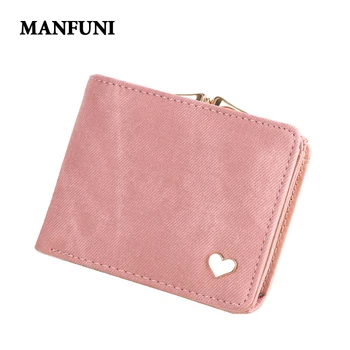 

MANFUNI Multifunctional Ladies Short Solid Color Wallet Imitation Denim Simple Coin Purse Women Versatile Pu Wallet Seven Colors