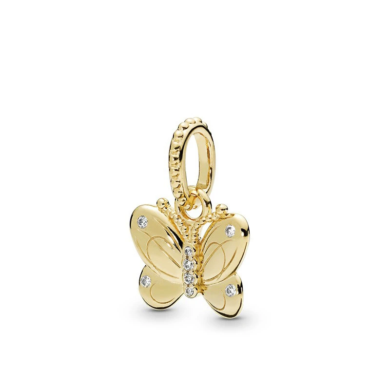 

5PCS HTevak Spring Fashion Gold Crystal Butterfly Pendants Animal Charms Fit DIY Bracelets Necklace For Women Girl Accessories