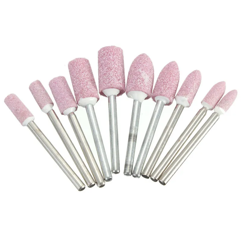 10pcs Abrasive Pink Mounted Stone Rotary Tool Grinding Wheel 1/8 Shank