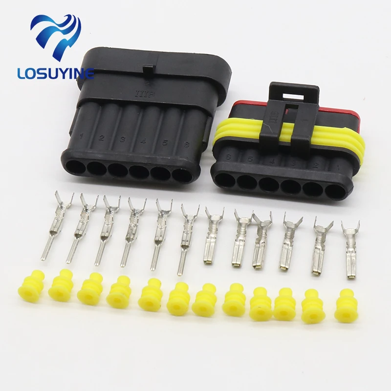 

5 Sets NEW Car Part 6 Pin Way Sealed Waterproof Electrical Wire Auto Connector Plug Set
