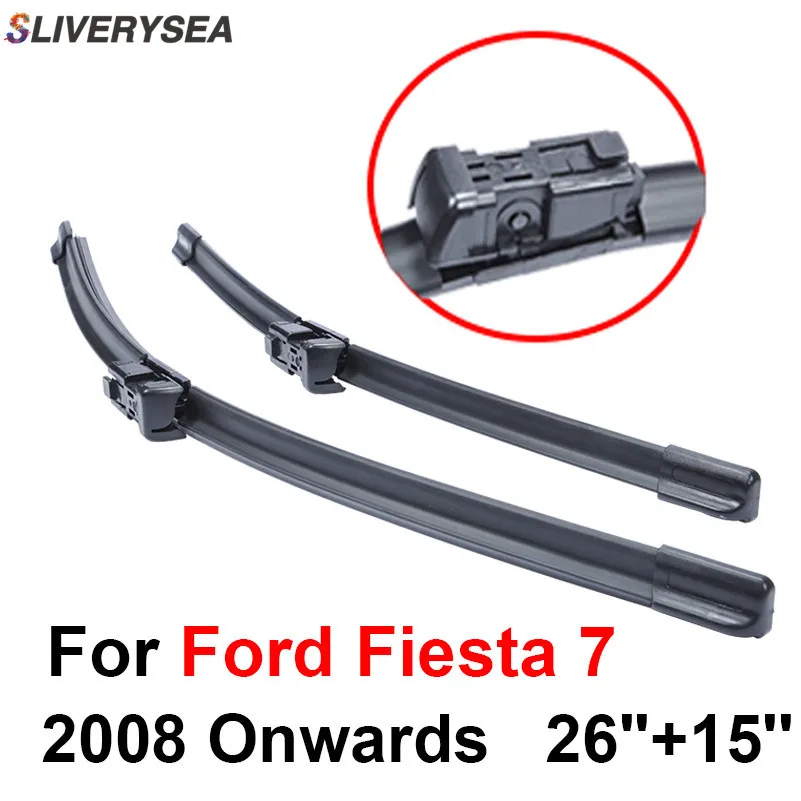 SLIVERYSEA Wiper Blades For Ford Fiesta 7 2008 2016 26''+15'' High
