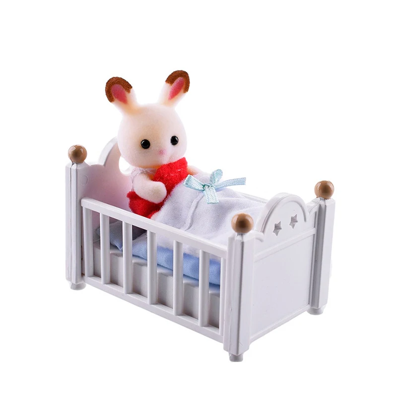 Sylvanian Families Dollhouse Furniture Figure Toy Dolls Chocolate Rabbit Baby Bed Set Girl Gift New#5017