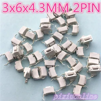 

G76Y High Quality 50pcs/lot 3x6x4.3MM 2PIN Tactile Tact Push Button Micro Switch G76 Self-reset Sell at a loss