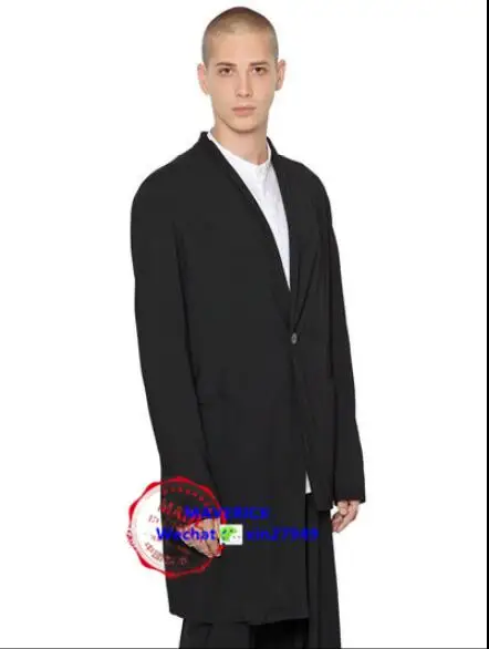 Black S-6XL! Новинка, мужское весеннее и летнее Свободное пальто с неровным низом, повседневный костюм, дизайнерский Тренч - Color: Black