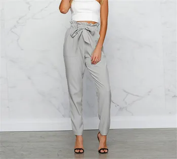 

2018 Fashion Spring Summer Chiffon High Waist Harem Pants Women Casual Elegant Pants Female Black Trousers Female Bottom K05