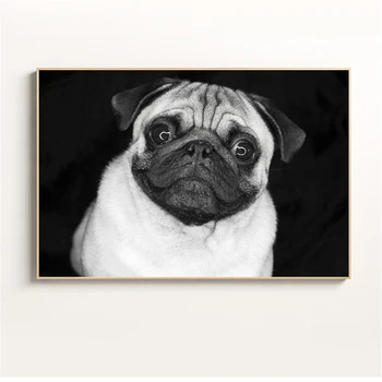 

Black Painting Shepherd Pugs Dog Poster Nordic Posters and Prints Black White Dogs Art Wall Pictures for Living Room Home Decor