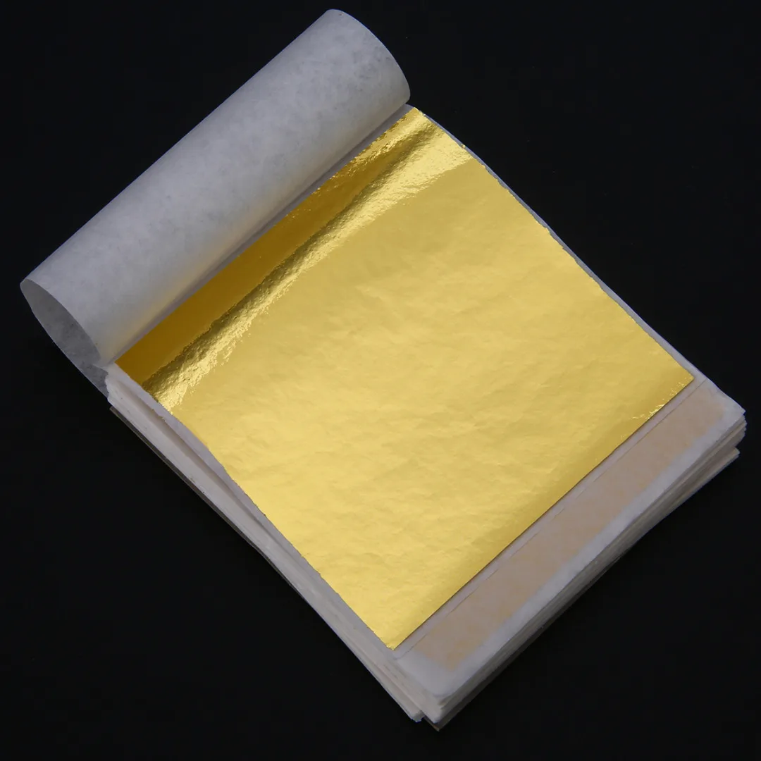 New 100 Sheets DIY Gold Foil Leaf Sheets Gilding Handicrafts Paper Decoration Mayitr 9*9cm 5 Colors