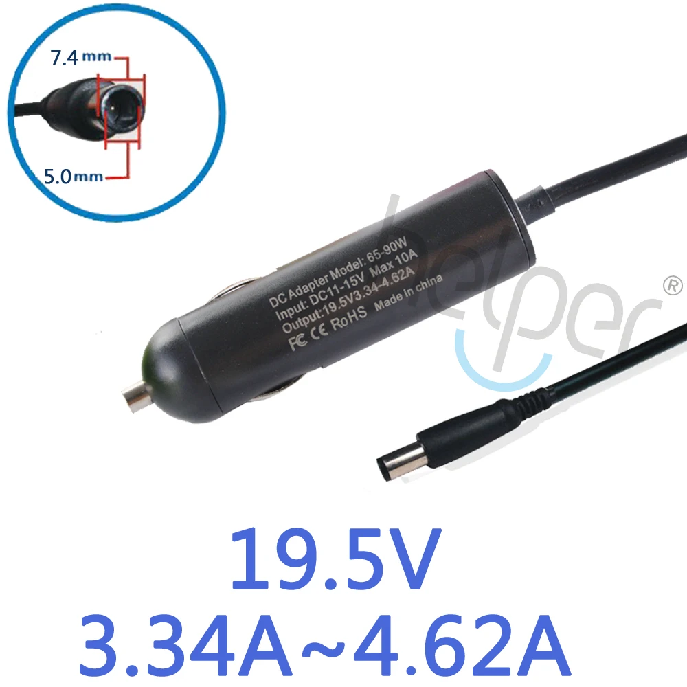 Image 19.5V 3.34A~4.62A 7.4*5.0mm laptop Car charger car adapter 1545 N4010 n4030 n4050 1400 D610 D620 D630 1420 D800 E6400 XPS