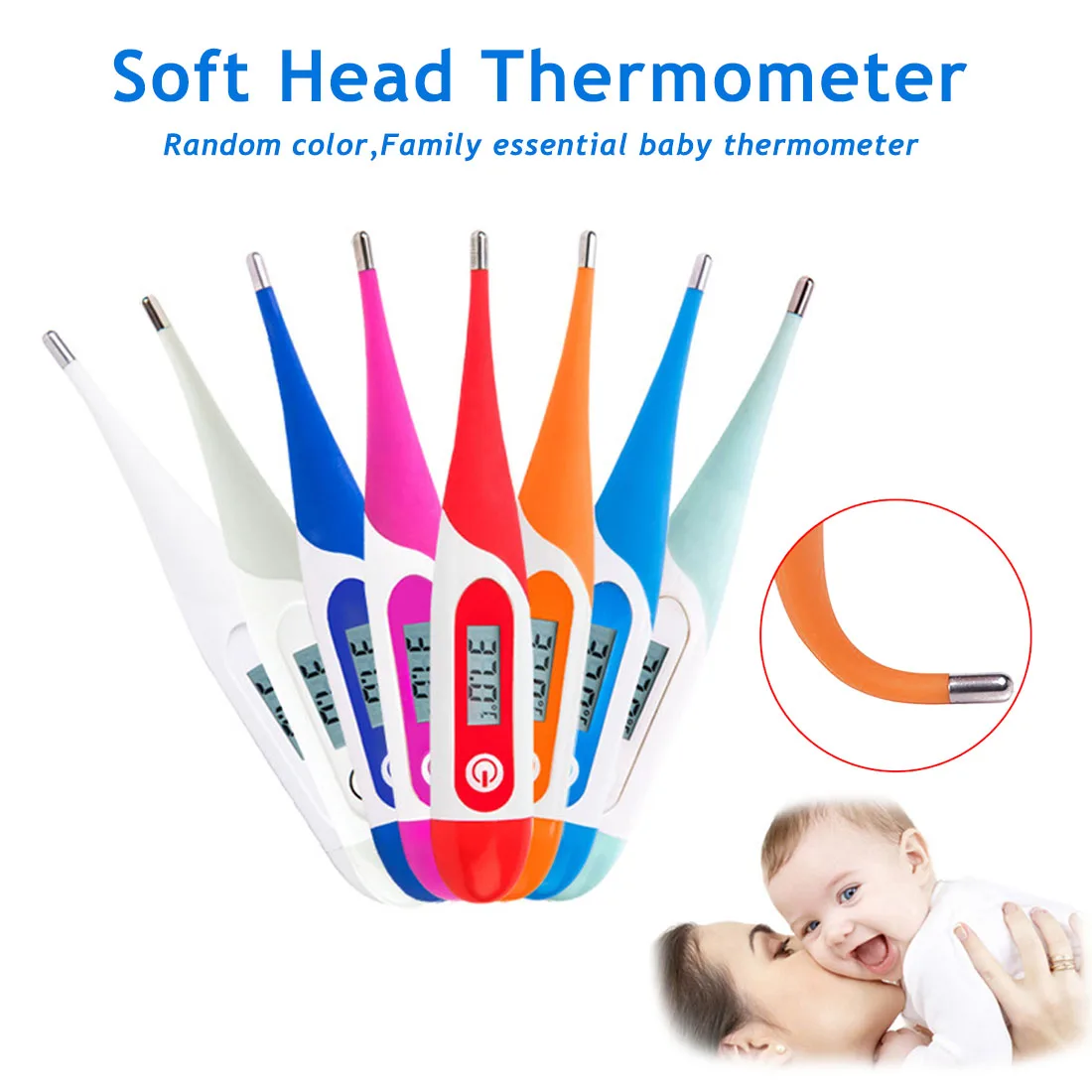 ЖК-цифровой Детский термометр, электронный термометр для измерения температуры головы ребенка, Мягкий медицинский термометр для взрослых, высокая температура тела